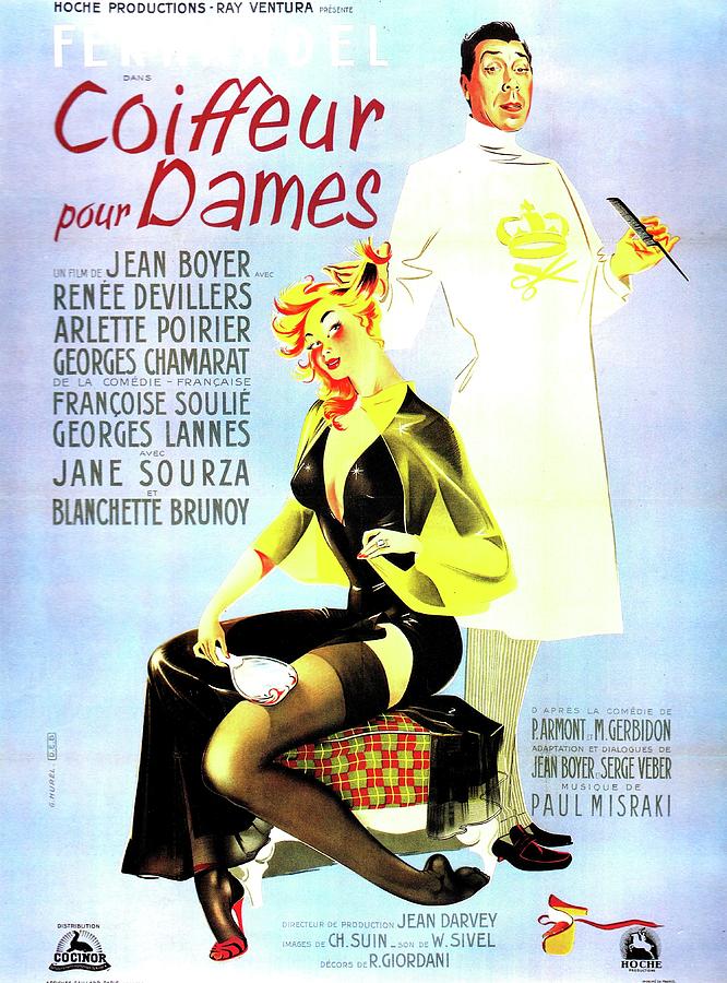 Coiffeur Pour Dames, 1952 - art by Clement Hurel Mixed Media by Movie World Posters