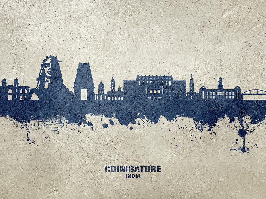 Coimbatore Skyline India #67 Digital Art by Michael Tompsett