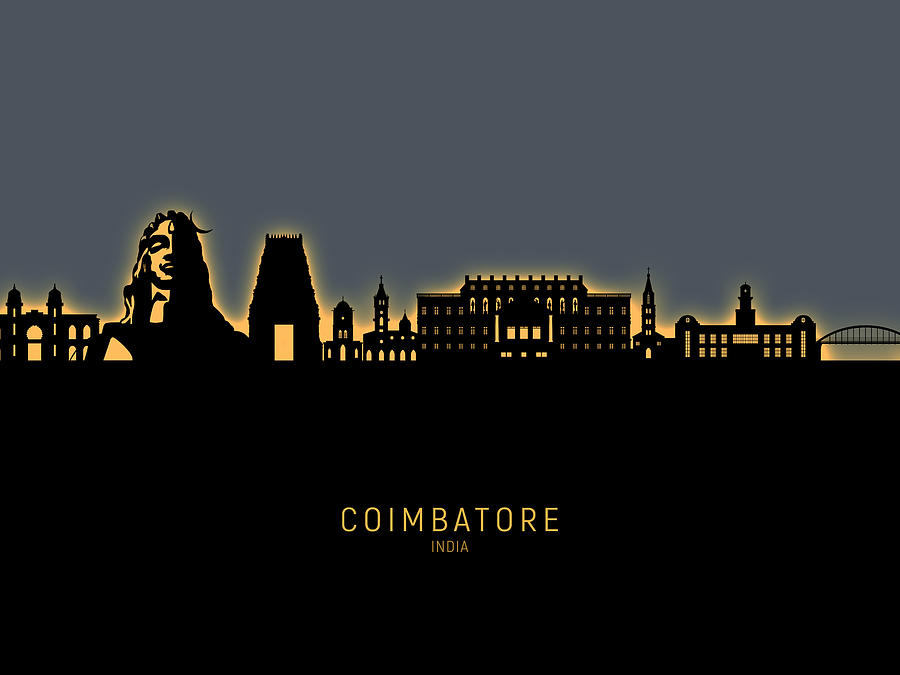 Coimbatore Skyline India #69 Digital Art by Michael Tompsett