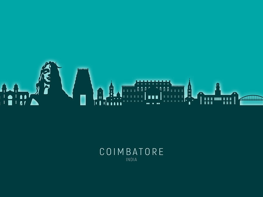 Coimbatore Skyline India #71 Digital Art by Michael Tompsett