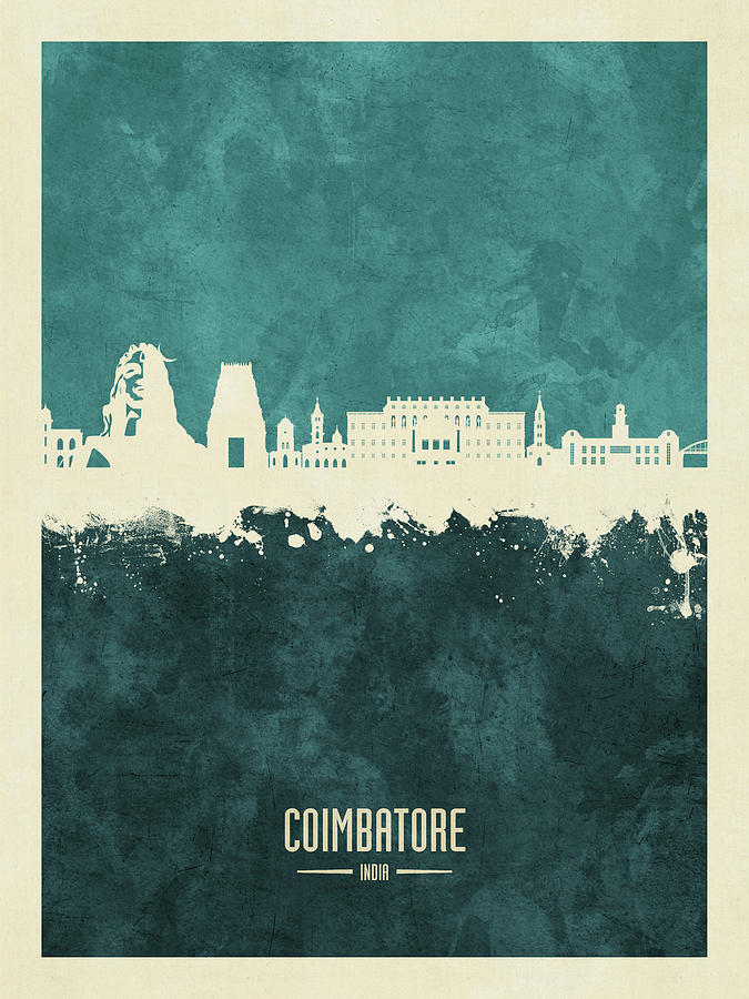 Coimbatore Digital Art - Coimbatore Skyline India #85 by Michael Tompsett