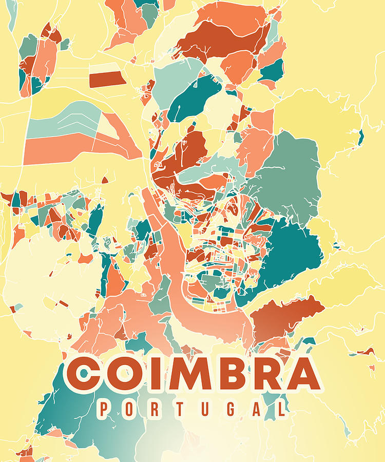 Coimbra Portugal Map Digital Art by Alexandru Chirila - Fine Art America