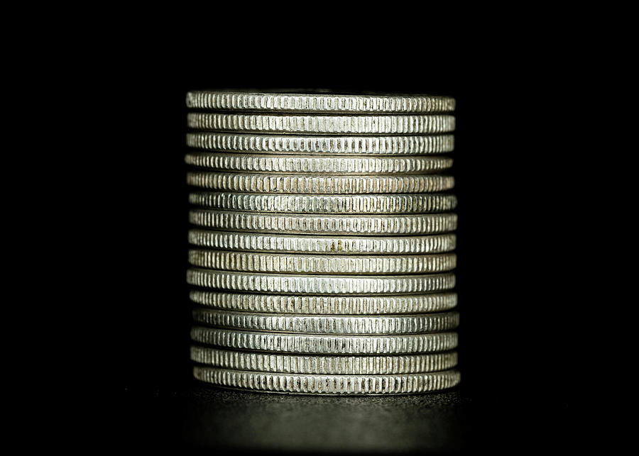 Coin Collecting - Silver Quarter Stack Photograph by Amelia Pearn