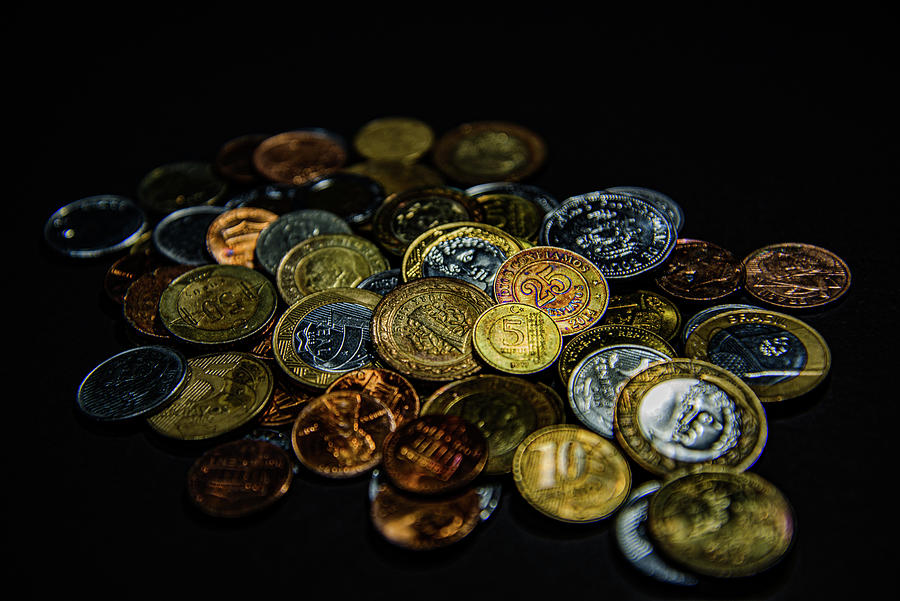 Coins From Different Countries Print Photograph by Aydin Gulec