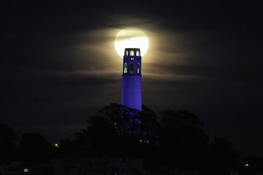 Coit Tower Moonrise Photograph by Louis Raphael