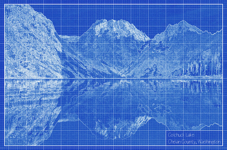Colchuck Lake Blueprint Digital Art
