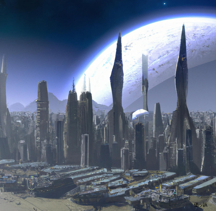 Cold Alien City In Perpetual Moon Light Digital Art by Hiroshi Yoshido ...