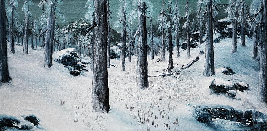 Cold Forested Ridge Painting by Patrick Zgarrick