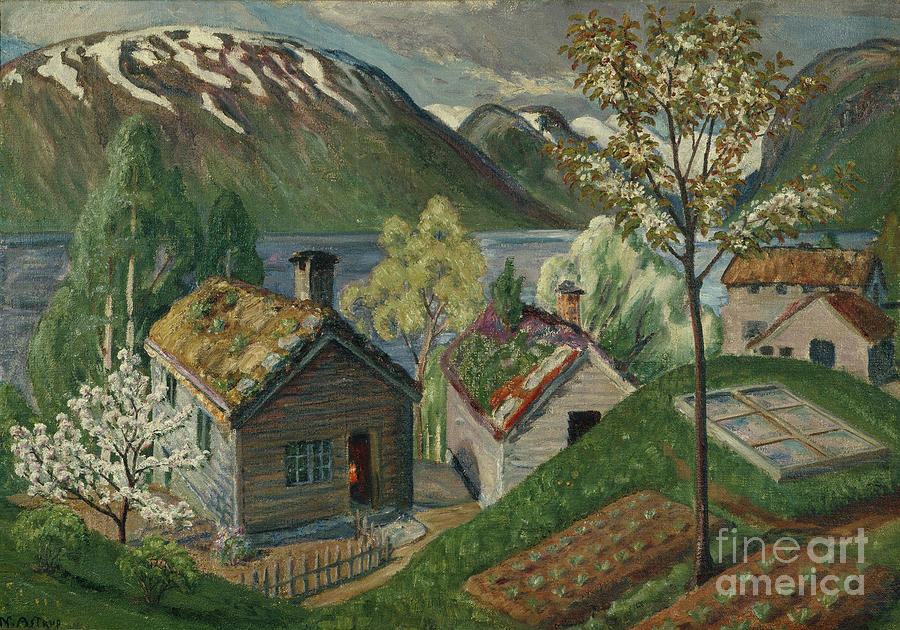 Cold frame Painting by O Vaering by Nikolai Astrup