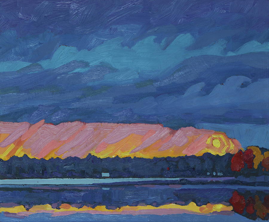Sunset Painting - Cold Low Rain Sunset by Phil Chadwick
