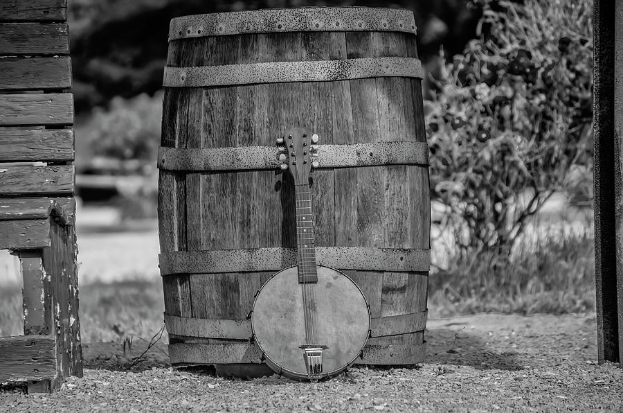 Cold Spring  - Banjo Mandolin in Black and WHite Photograph by Bill Cannon
