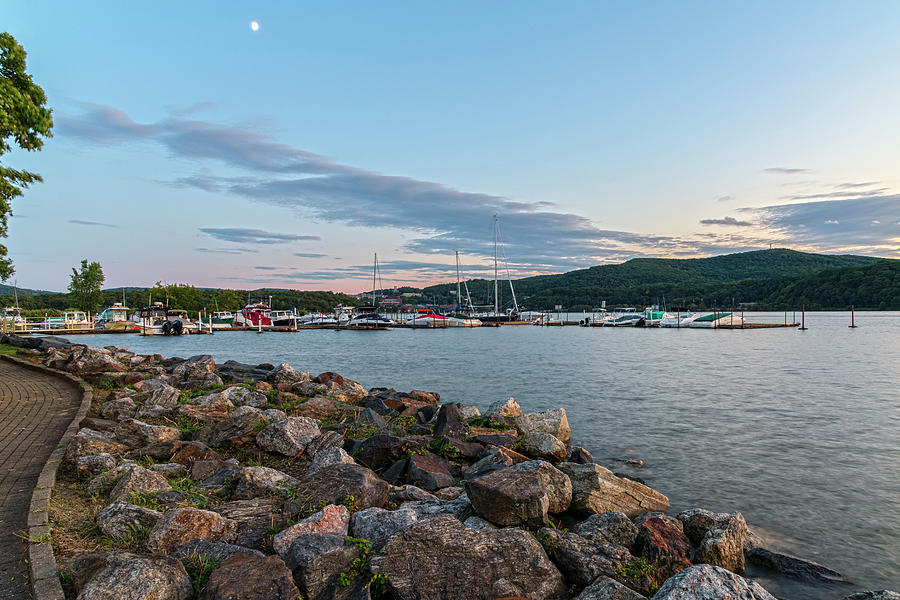 Cold Spring Marina With Moon Photograph by Angelo Marcialis
