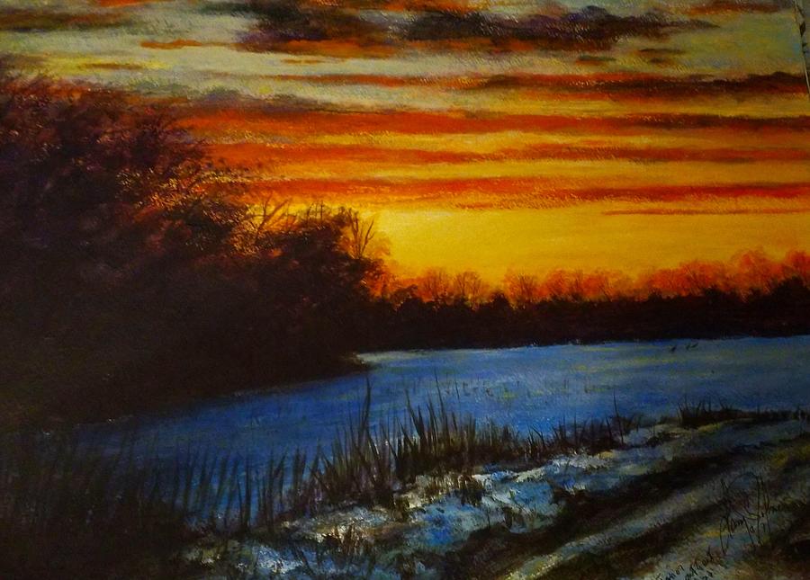 Cold sunset Painting by Larry Palmer