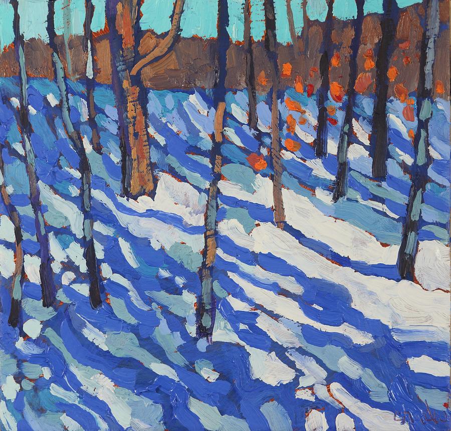 Cold Winter Saplings Painting by Phil Chadwick