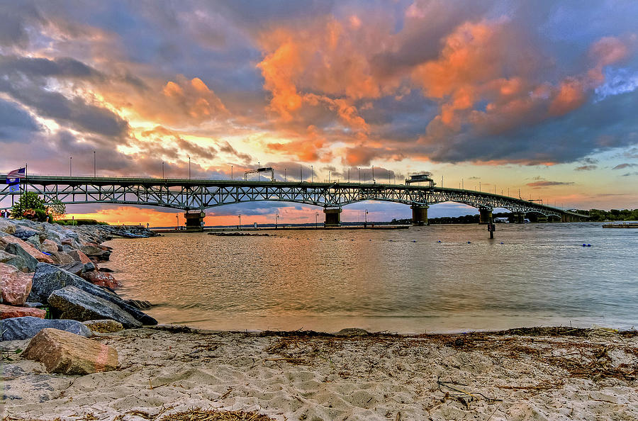 Coleman Bridge at Sunset Photograph by Jerry Gammon