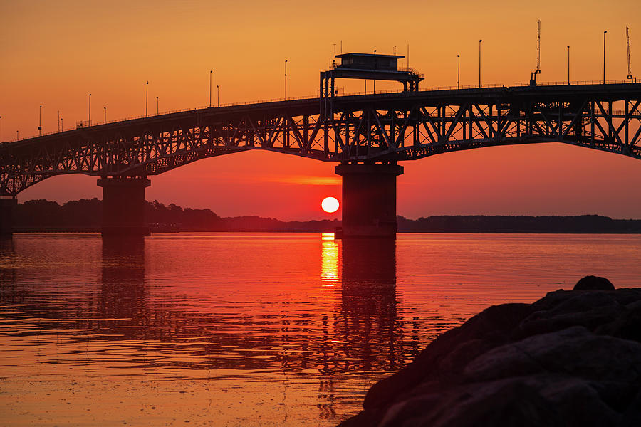 Coleman Bridge Dawn Photograph by Lara Morrison