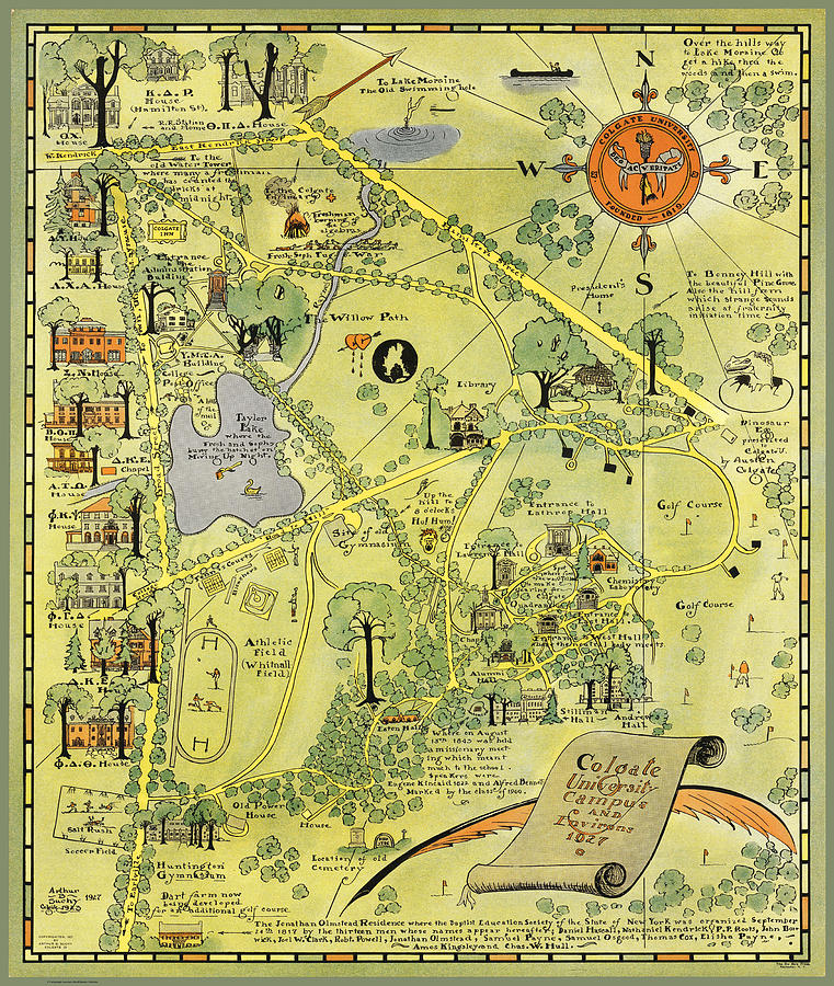 Colgate University Campus and Environs - Map Digital Art by Owl Gallery ...