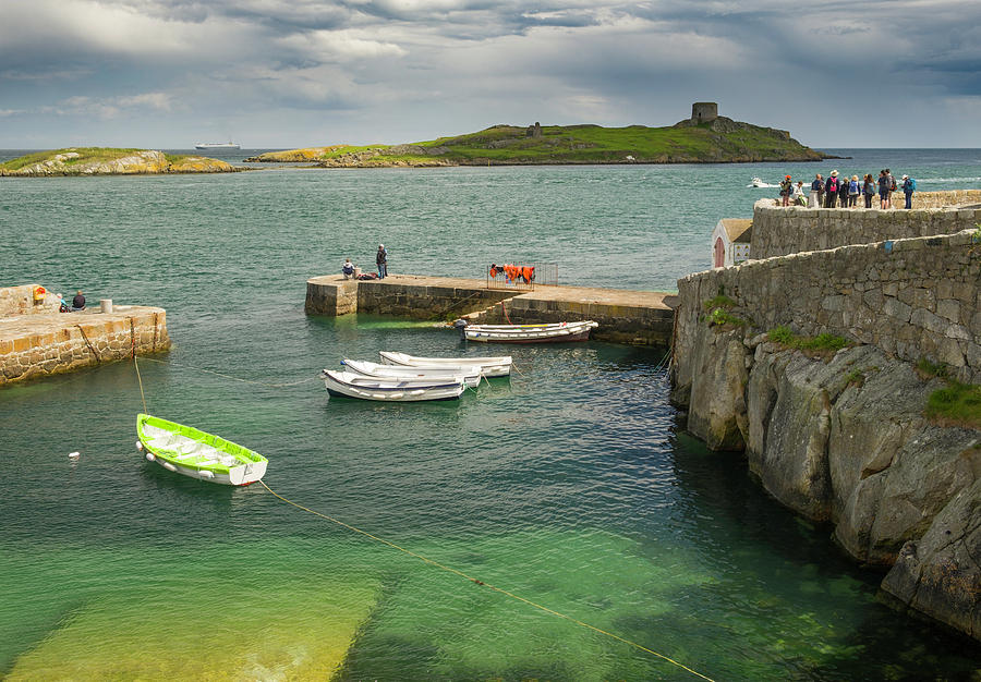 Coliemore Harbour with Saint Begnets Church on Dalkey Island Photograph by David L Moore
