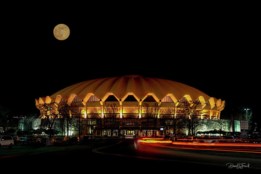 Coliseum At Night With Full Moon Photograph