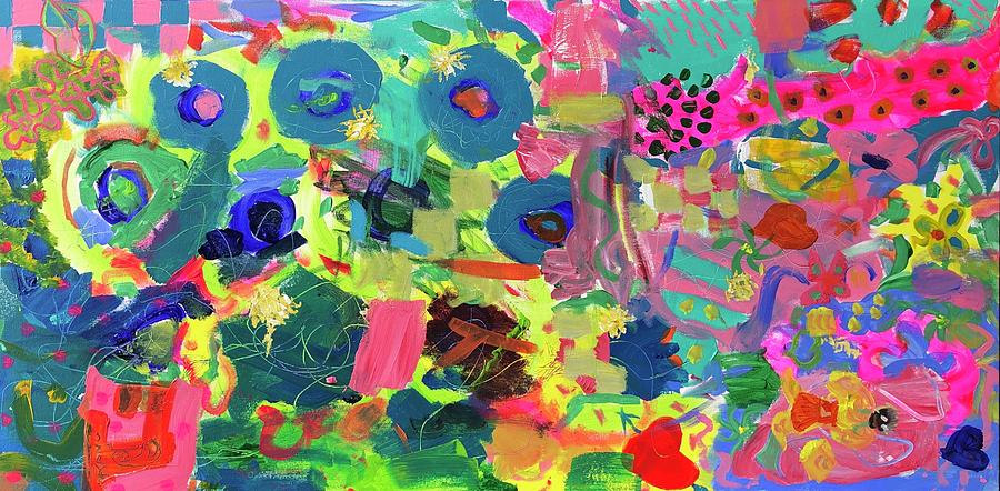 Flower Painting - Collaborative Art - New Boston Farmers Market l by Cyndie Katz