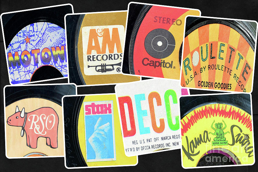 Collage Artwork Of Famous Record Labels Work Aa Mixed Media