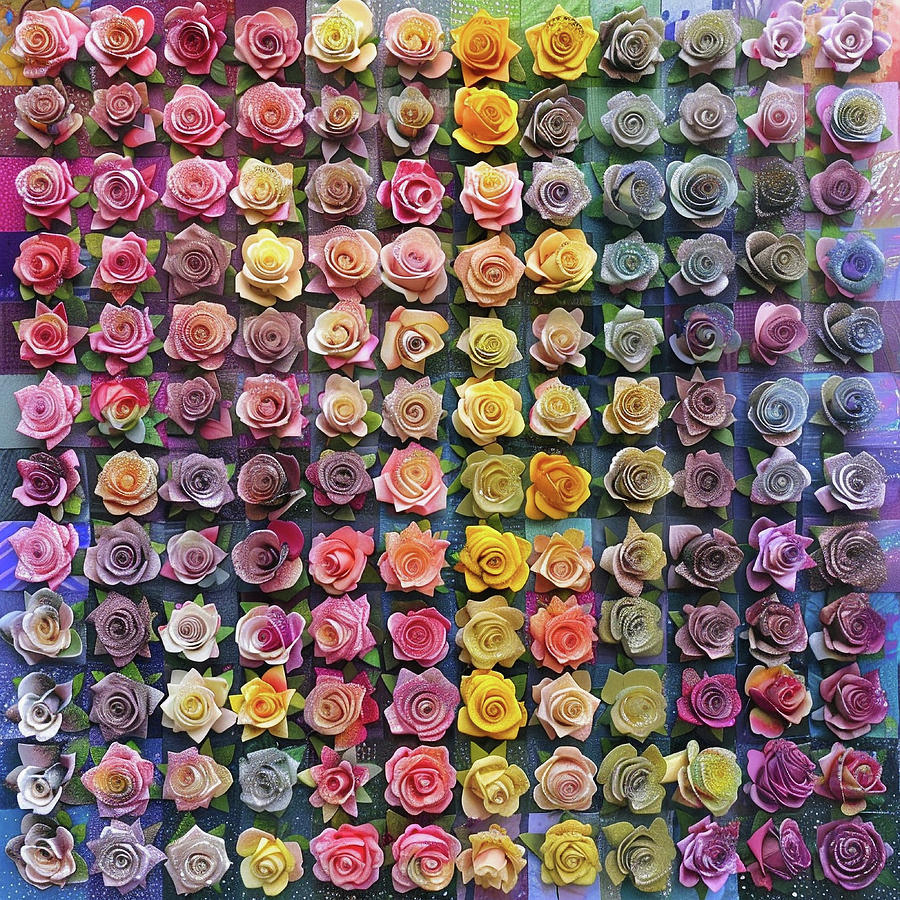 Collage Of Multiple Rose Colors Painting