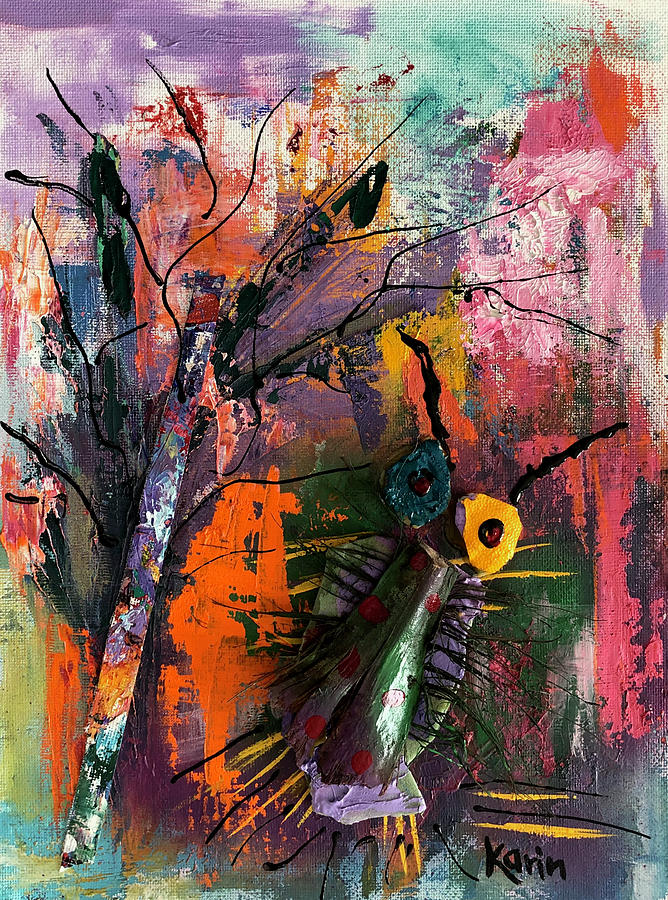 Collage with bugs Painting by Karin Eisermann