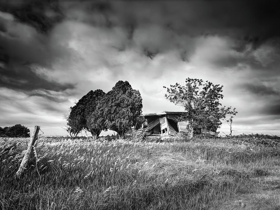 Collapsed - Abandoned House Black And White Photograph by Ann Powell