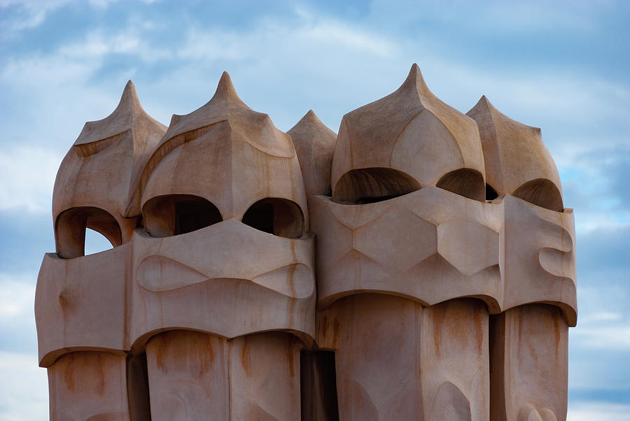 Collection of helmeted Gaudi chimneys Photograph by Stephen Jacoby ...