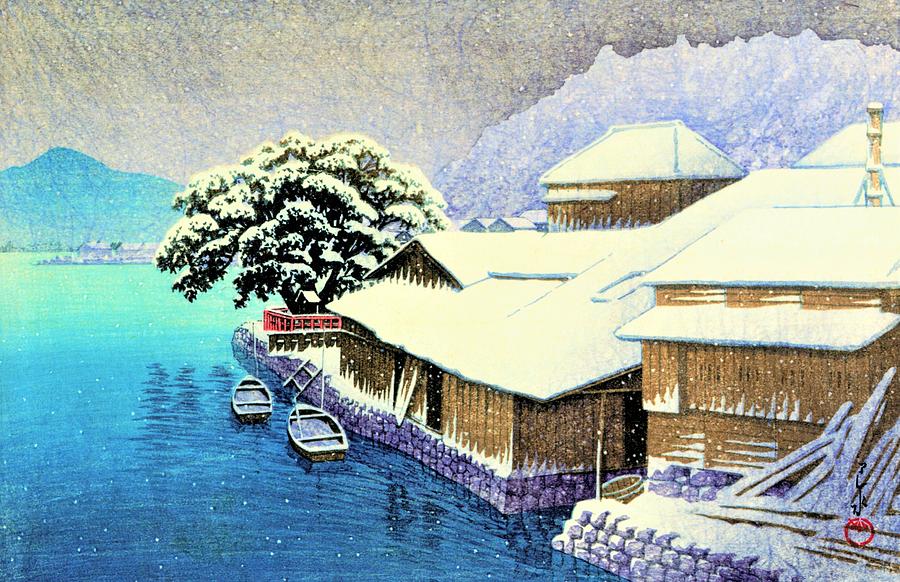Vintage Painting - Collection of Scenic Views of Japan, Eastern Japan Edition, Ishinomaki in Snow by Kawase Hasui