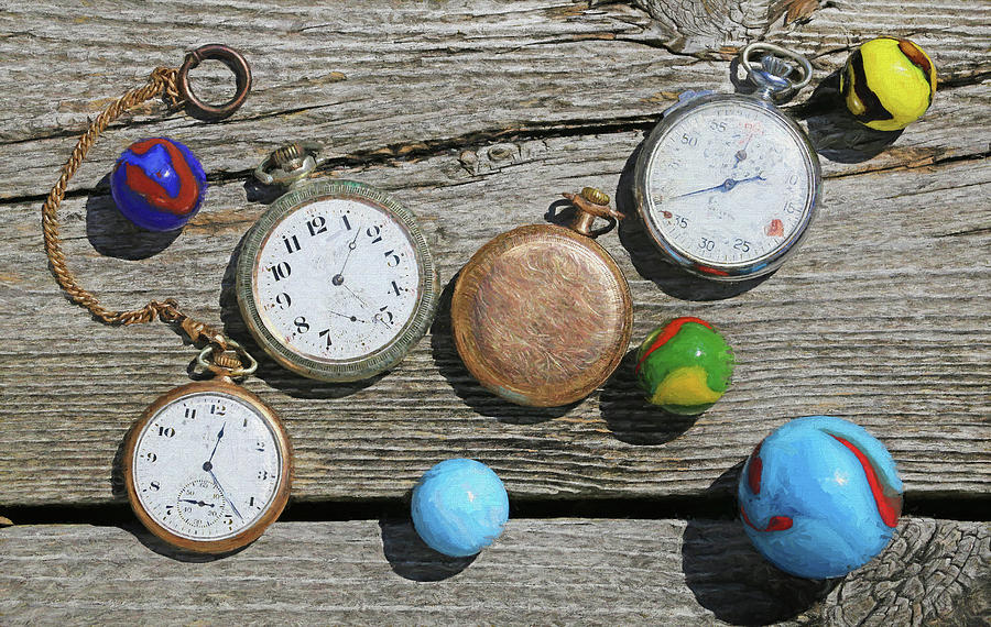Clock Photograph - Collection Painterly 073120 by Mary Bedy