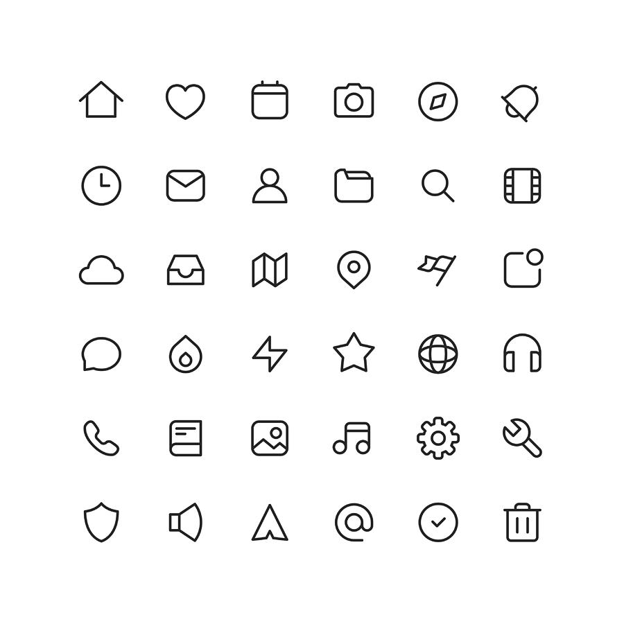 Collection User Interface Outline Icons Drawing by Bounward