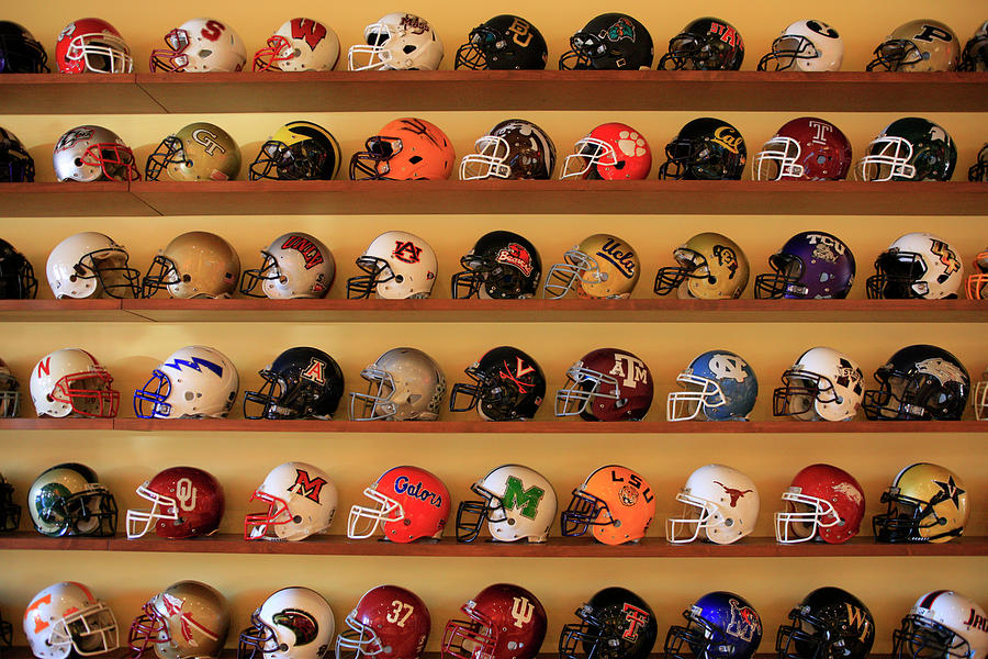College Football helmets Photograph by Chris Smith