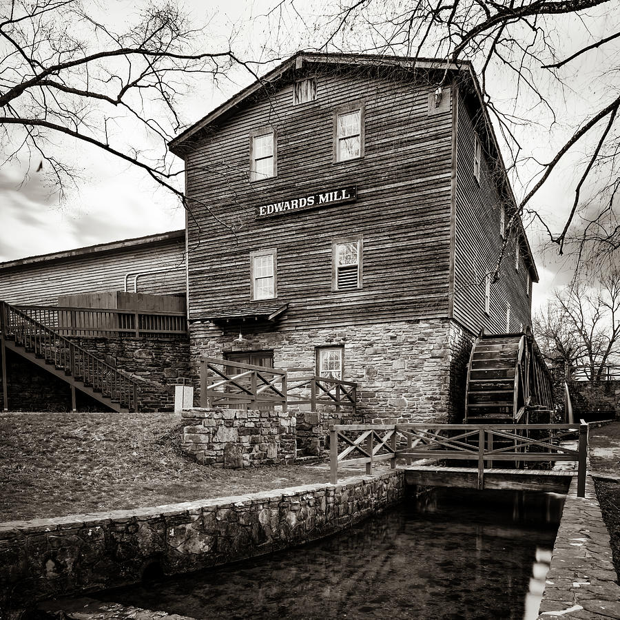 College Of The Ozarks Photograph - College of the Ozarks Edwards Mill - Sepia 1x1 by Gregory Ballos