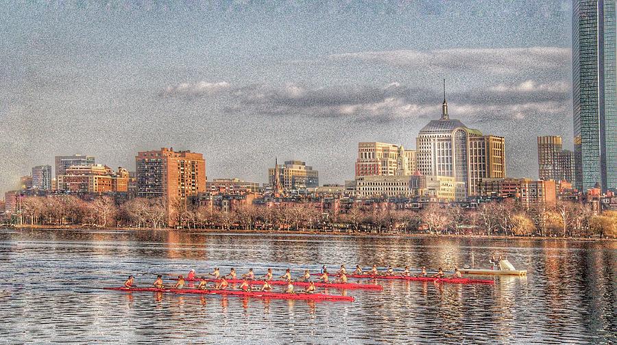 College Rowing  along the Charles River Photograph by Caroline Stella