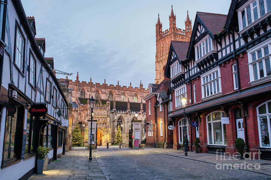 College Street and Gloucester Cathedral at Christmas Photograph by Tim Gainey