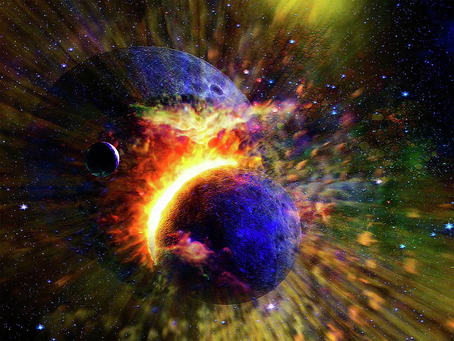 Collision of Planets in Space Digital Art by Don White Artdreamer