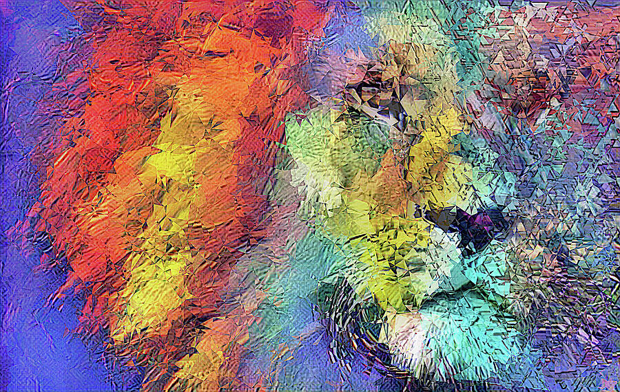 Colorful Fragmented Lion Abstract  Digital Art by Shelli Fitzpatrick