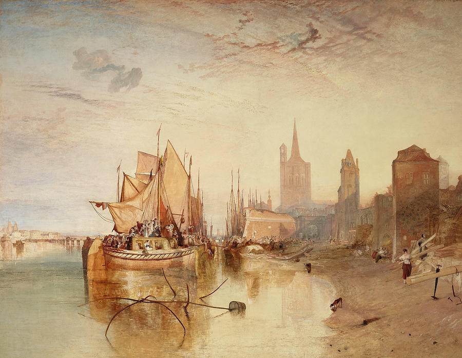Cologne Painting - Cologne  the Arrival of a Packet Boat Evening  by J  M  W  Turner