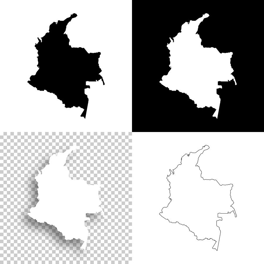 Colombia maps for design - Blank, white and black backgrounds Drawing by Bgblue