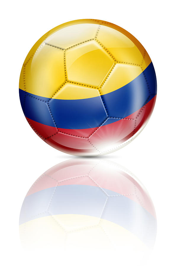 Colombia soccer ball with colombian flag isolated on white Drawing by Grafissimo