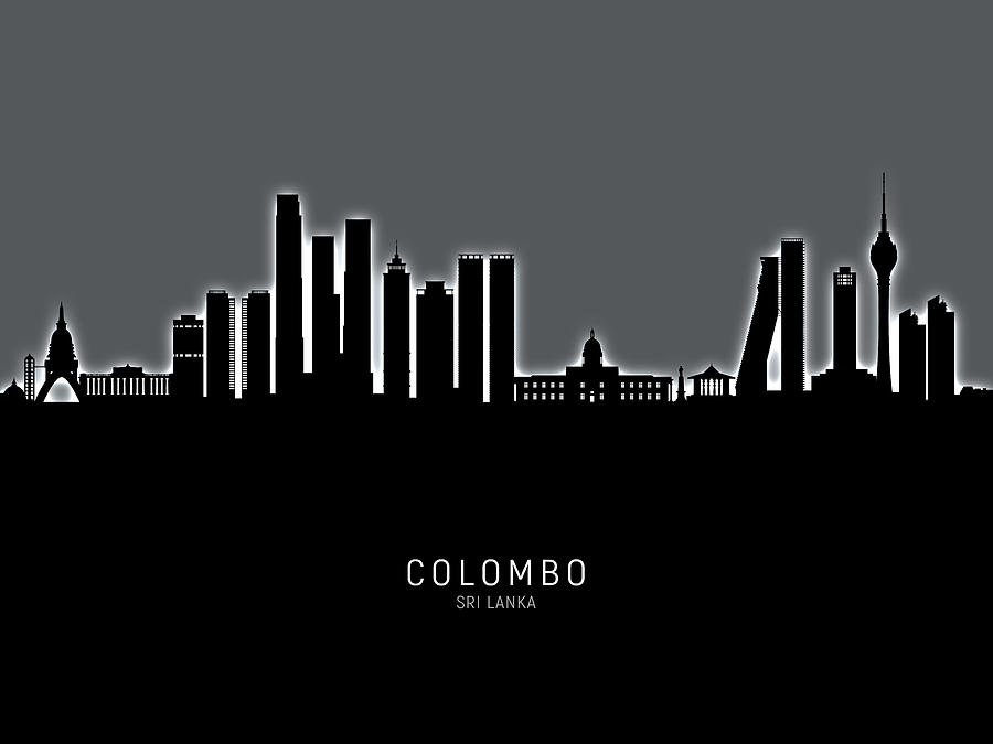 Skyline Digital Art - Colombo Sri Lanka Skyline #93 by Michael Tompsett