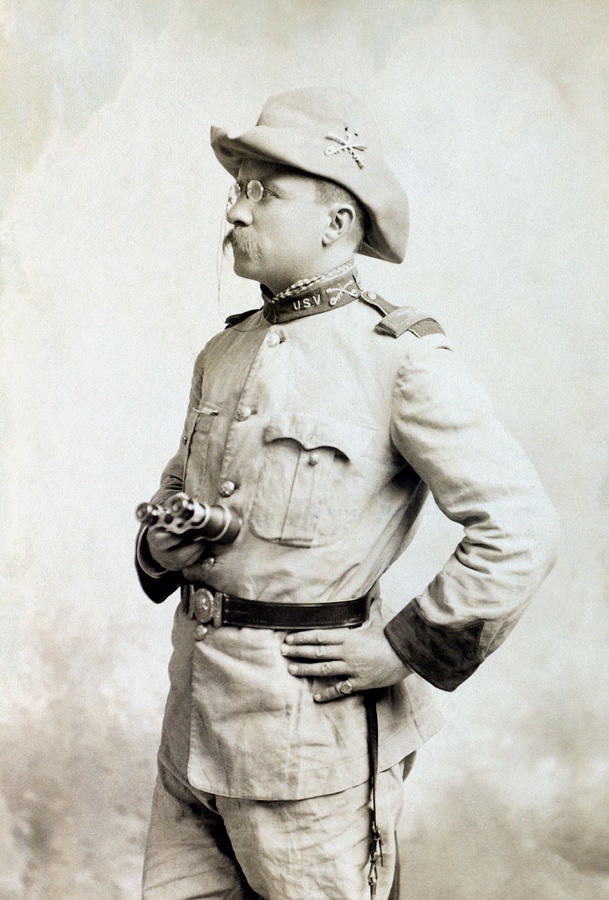 Colonel Theodore Roosevelt Holding Binoculars - 1898 Photograph by War Is Hell Store