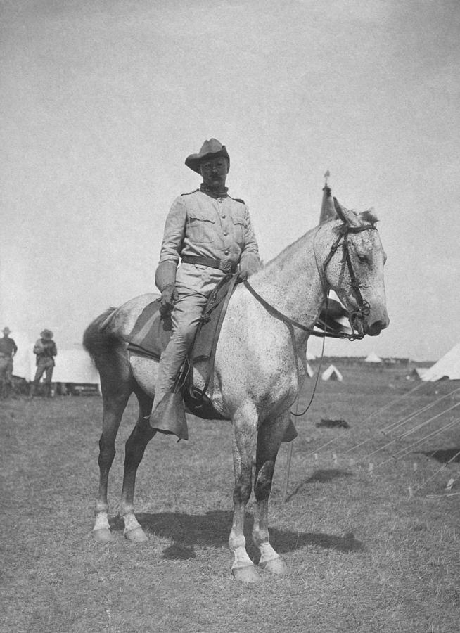 Colonel Theodore Roosevelt On Horseback - New York - 1898 Photograph by War Is Hell Store