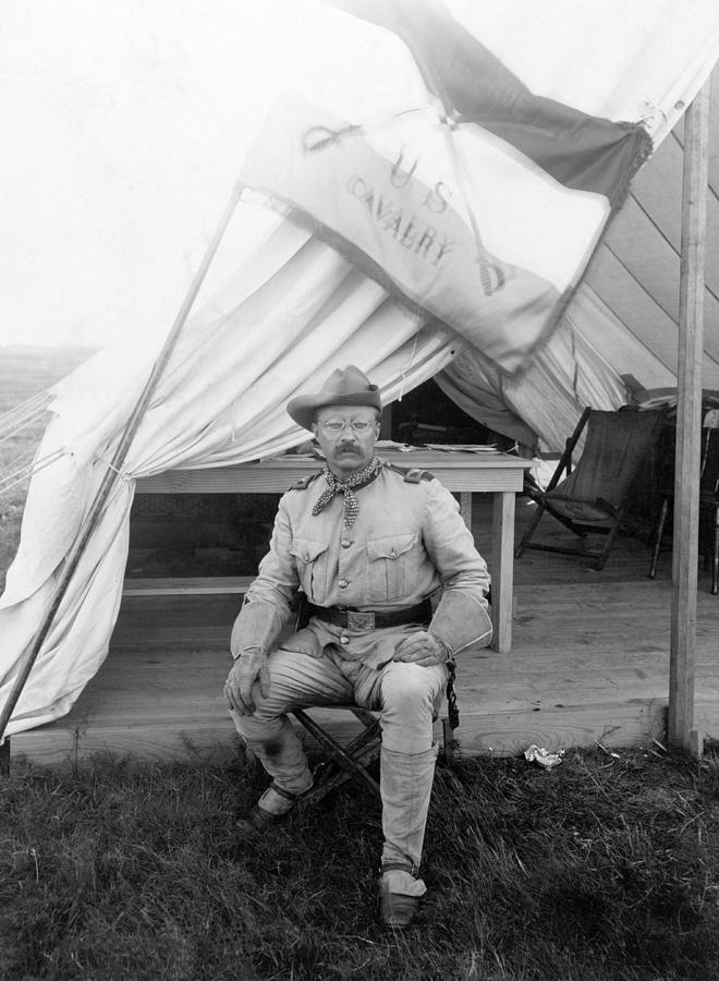 Colonel Theodore Roosevelt Outside Tent - 1898 Photograph by War Is Hell Store