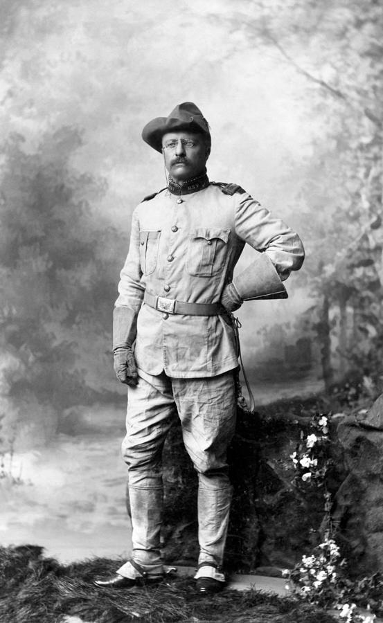  Colonel Theodore Roosevelt Standing In Rough Rider Uniform - 1898 Photograph by War Is Hell Store