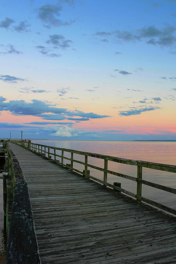 Colonial Beach Pier - Pink Sky Photograph by David Beard