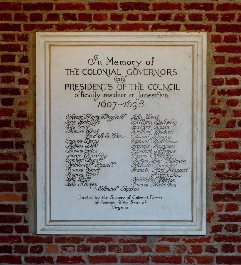 Colonial Governors Plaque Photograph by Norma Brandsberg