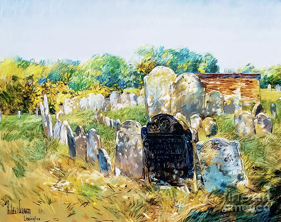 Colonial Graveyard at Lexington by Childe Hassam 1891 Painting by Childe Hassam