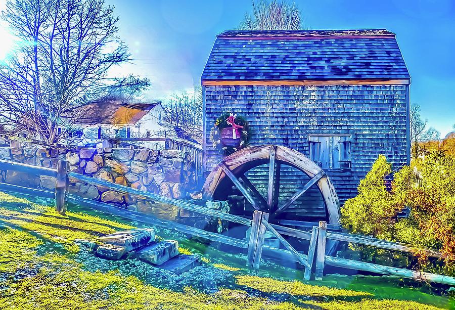 Colonial Grist Mill in Winters Sunshine Photograph by Lorri M Barry ...